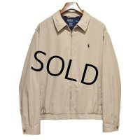 【ビンテージ】【ラルフローレン】【POLO RALPH LAUREN】【ベージュｘ裏地紺格子柄】ジップアップ【ブルゾン】スウィングトップ【サイズXL】 