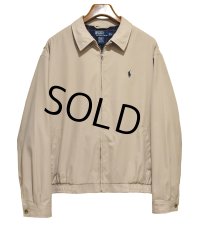 【ビンテージ】【ラルフローレン】【POLO RALPH LAUREN】【ベージュｘ裏地紺格子柄】ジップアップ【ブルゾン】スウィングトップ【サイズXL】 