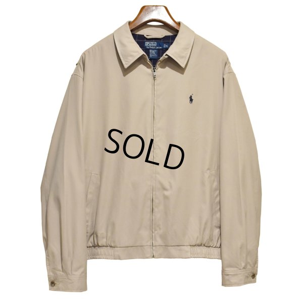 画像1: 【ビンテージ】【ラルフローレン】【POLO RALPH LAUREN】【ベージュｘ裏地紺格子柄】ジップアップ【ブルゾン】スウィングトップ【サイズXL】 
