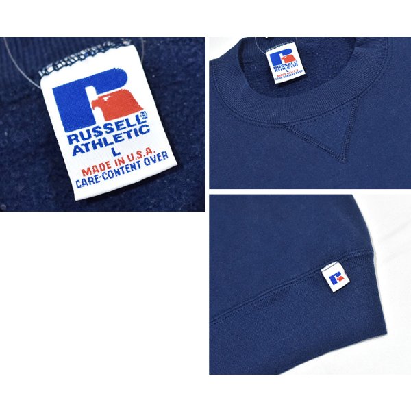 画像2: 90'ｓ【USA製】【RUSSELL】ラッセル 【ビンテージ】紺【無地】ネイビー【クルーネック】前V スウェット【サイズL】 