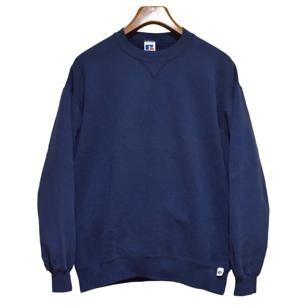 画像1: 90'ｓ【USA製】【RUSSELL】ラッセル 【ビンテージ】紺【無地】ネイビー【クルーネック】前V スウェット【サイズL】 