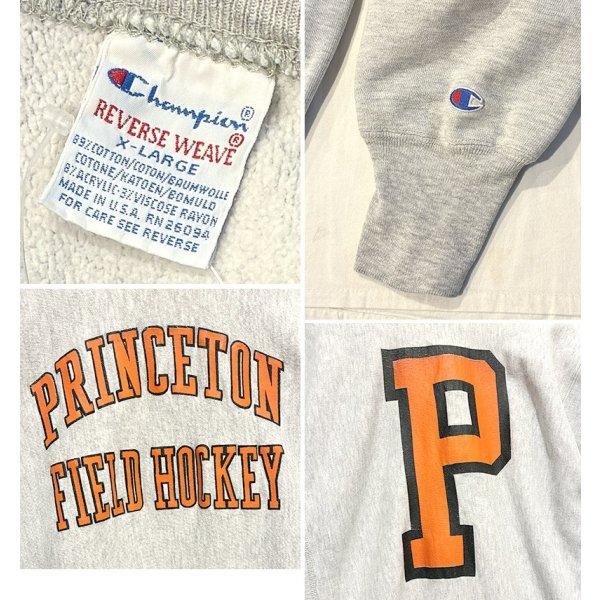 画像2: 90’ｓ USA製 ビンテージ【チャンピオン】バックプリント付き【Champion】リバースウィーブスウェット プリンストン【PRINCETON FIELD HOCKEY】 カレッジ【グレー】【スウェット】【サイズＸＬ】 