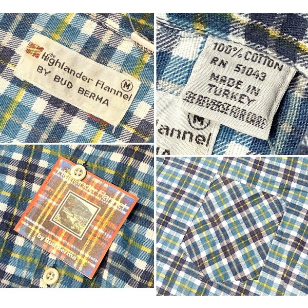 画像2: デッドストック【90's】ビンテージ【Bud Berma】青チェック ネルシャツ【サイズM】 