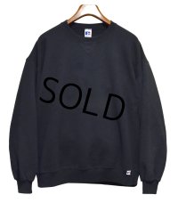 90'ｓ【USA製】【RUSSELL】ラッセル 【ビンテージ】黒【無地】【クルーネック】前V スウェット【サイズＸL】 