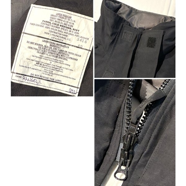 画像2: ビンテージ【米軍実物】U.S.NAVY【ECWCS】【COLD WEATHER PARKA NAVY】コールドウェザー【黒】【ゴアテックスパーカー】【L-R】 