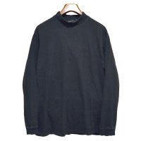 ビンテージ【pierre cardin】ピエールカルダン【黒】【コットン】 無地【モックネックロンT】【サイズXL】 