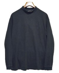 ビンテージ【pierre cardin】ピエールカルダン【黒】【コットン】 無地【モックネックロンT】【サイズXL】 