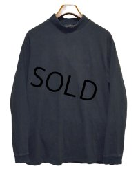 ビンテージ【pierre cardin】ピエールカルダン【黒】【コットン】 無地【モックネックロンT】【サイズXL】 