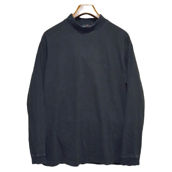 画像1: ビンテージ【pierre cardin】ピエールカルダン【黒】【コットン】 無地【モックネックロンT】【サイズXL】 