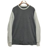 【ビンテージ】【PORO RALPH LAUREN】【ラルフローレン】【チャコールｘグレー】ロンT【サーマルロンT】【サイズL】 