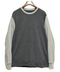 【ビンテージ】【PORO RALPH LAUREN】【ラルフローレン】【チャコールｘグレー】ロンT【サーマルロンT】【サイズL】 