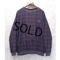 ビンテージ【ラルフローレン】【RALPH LAUREN】【黒×赤】チェック【プルオーバー】裏地フリース【サイズL】 