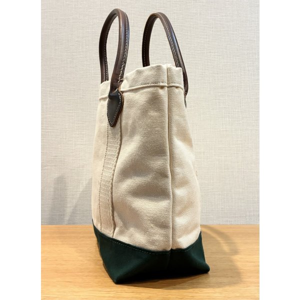 画像3: デッドストック【ビンテージ】【BYER】【バイヤー】生成りｘ緑【レザーハンドル】【キャンバストート】【トートバッグ】【キャンバストート】サイズS 