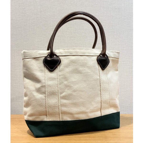 画像5: デッドストック【ビンテージ】【BYER】【バイヤー】生成りｘ緑【レザーハンドル】【キャンバストート】【トートバッグ】【キャンバストート】サイズS 