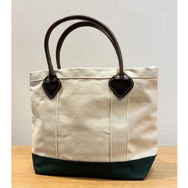 画像1: デッドストック【ビンテージ】【BYER】【バイヤー】生成りｘ緑【レザーハンドル】【キャンバストート】【トートバッグ】【キャンバストート】サイズS 