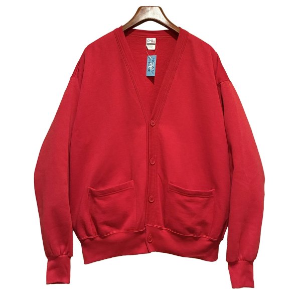 画像1: 【90’s】【USA製】【ビンテージ】【Quitman】クイットマン【赤】無地【スウェットカーディガン】【ワンサイズ】 