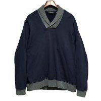 ビンテージ【ORVIS】オービス【紺×首元グレー】【ショールカラースウェット】【サイズＬ】 