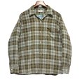 画像1: 60's USA製【ビンテージ】【ARROW】アロー【ブラウン系チェック】開襟シャツ【フランネルシャツ】【サイズL】 <br> (1)