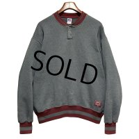 90's【USA製】【RUSSELL】ラッセル 【ビンテージ】チャコールｘリブエンジライン 【ヘンリーネックスウェット】【サイズL】 