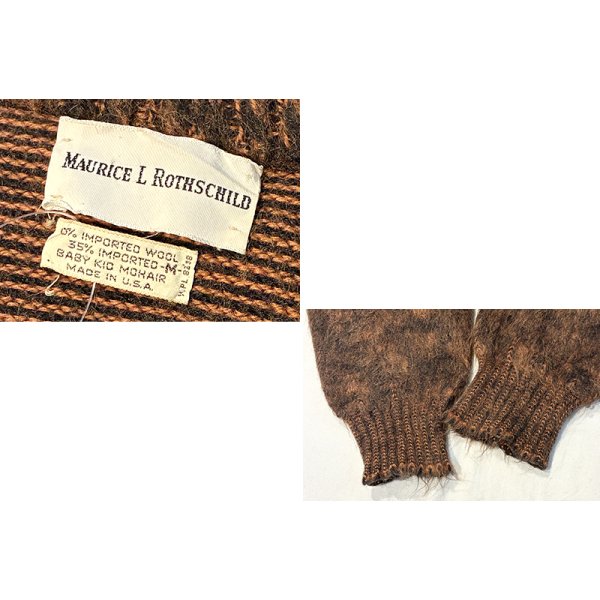 画像2: 【ビンテージ】【60’ｓ】【モーリス エル ロスチャイルド】MAURICE L ROTHSCHILD【ブラウンｘオレンジ】【モヘア】【Ｖネックセーター】Ｍサイズ 