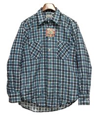 デッドストック【90's】ビンテージ【Bud Berma】青チェック ネルシャツ【サイズM】 