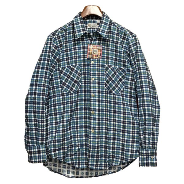 画像1: デッドストック【90's】ビンテージ【Bud Berma】青チェック ネルシャツ【サイズM】 