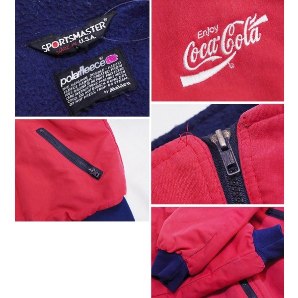 画像2: 90's【USA製】ビンテージ【スポーツマスター】 【SPORTSMASTER】【赤】コカ・コーラ【Coca-Cola】裏ボア【ジップアップブルゾン】ジャケット【サイズL】 