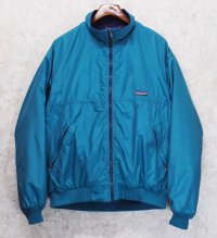 ~90's【USA製】【パタゴニア】patagonia 【三角タグ】ナイロン【シェルドシンチラジャケット 】【ターコイズ×紺】【裏フリースブルゾン】【サイズXL】 