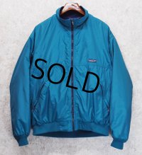 ~90's【USA製】【パタゴニア】patagonia 【三角タグ】ナイロン【シェルドシンチラジャケット 】【ターコイズ×紺】【裏フリースブルゾン】【サイズXL】 