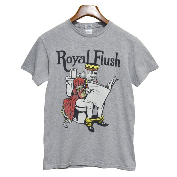 画像1: ビンテージ【DELTA】Royal Flush【キング】プリント【グレー】Tシャツ 【サイズS】  