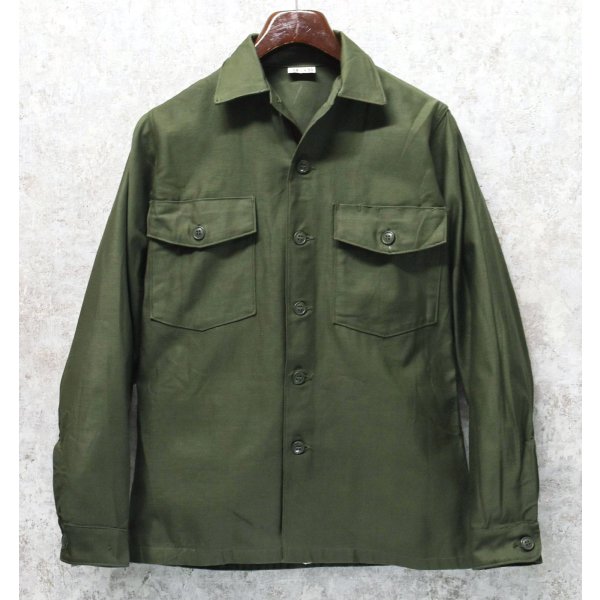 画像1: デッドストック【60's】【U.S.ARMY】【米軍実物】【ビンテージ】平ボタン【ユーティリティシャツ】【14 1/2×33】 