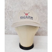【ビンテージ】【CHAPS】チャップス【ラルフローレン】RALPH LAUREN【ベージュｘツバ裏緑チェック】ロゴ入り【ベースボールキャップ】【フリー】 
