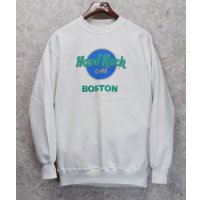 程度良好 90's【USA製】【SIGNAL SPORT】【Hard Rock Cafe】ハードロックカフェ【白】【凹凸加工】スウェット【サイズL】 