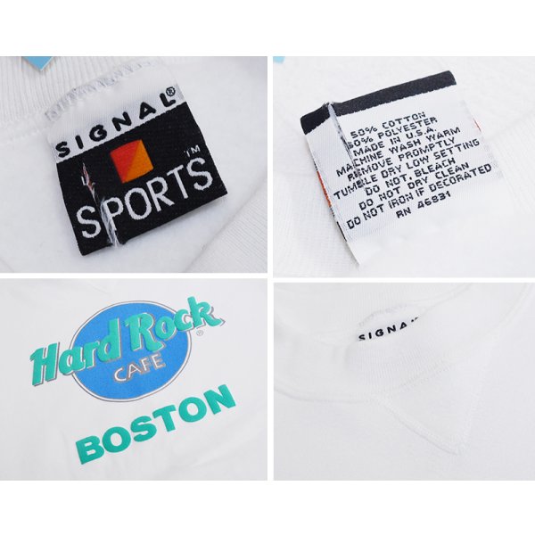画像2: 程度良好 90's【USA製】【SIGNAL SPORT】【Hard Rock Cafe】ハードロックカフェ【白】【凹凸加工】スウェット【サイズL】 
