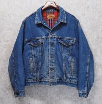 90’s【USA製】ビンテージ【LEVI'S】【リーバイス】【70417-6985】【裏地赤チェック】【デニムジャケット】【サイズXL】 