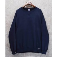 90's【USA製】【RUSSELL】ラッセル 【ビンテージ】ネイビー【紺】前V【無地】【クルーネックスウェット】【サイズXLT】 