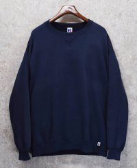 90's【USA製】【RUSSELL】ラッセル 【ビンテージ】ネイビー【紺】前V【無地】【クルーネックスウェット】【サイズXLT】 