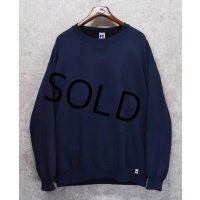 90's【USA製】【RUSSELL】ラッセル 【ビンテージ】ネイビー【紺】前V【無地】【クルーネックスウェット】【サイズXLT】 