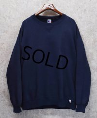 90's【USA製】【RUSSELL】ラッセル 【ビンテージ】ネイビー【紺】前V【無地】【クルーネックスウェット】【サイズXLT】 