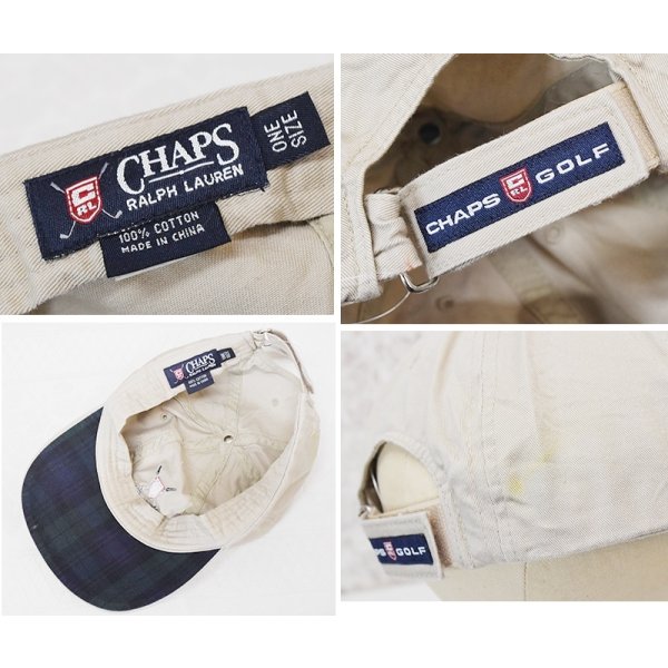 画像2: 【ビンテージ】【CHAPS】チャップス【ラルフローレン】RALPH LAUREN【ベージュｘツバ裏緑チェック】ロゴ入り【ベースボールキャップ】【フリー】 
