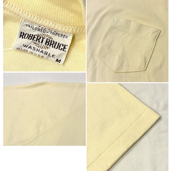 画像2: 【USA製】 ビンテージ【ROBERT BRUCE】【ロバートブルース】【ライトイエロー】【無地】【ポケット付き】【Tシャツ】【サイズM】 