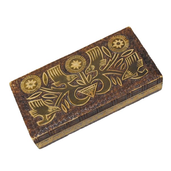 画像1: 【ビンテージ】【ネイティブ柄】木彫り【ケース】ペンケース　木箱 