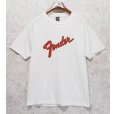 画像1: 80's~90's【USA製】【ビンテージ】【anvil】アンビル 【シングルステッチ】【Fender】フェンダー【白】ギター【Tシャツ】【サイズXL】<br> (1)
