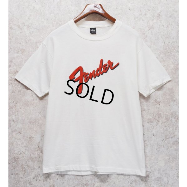 画像1: 80's~90's【USA製】【ビンテージ】【anvil】アンビル 【シングルステッチ】【Fender】フェンダー【白】ギター【Tシャツ】【サイズXL】 