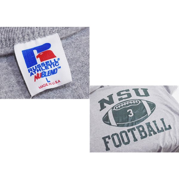 画像2: 90’s~【USA製】【Russell】【ラッセル】【グレー】【NSU FOOTBAL】フットボール【Tシャツ】【サイズL】 