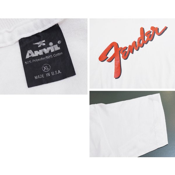 画像2: 80's~90's【USA製】【ビンテージ】【anvil】アンビル 【シングルステッチ】【Fender】フェンダー【白】ギター【Tシャツ】【サイズXL】 