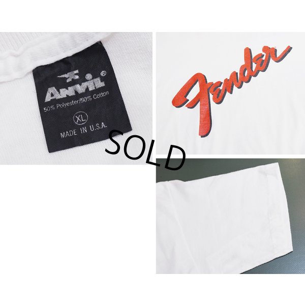 画像2: 80's~90's【USA製】【ビンテージ】【anvil】アンビル 【シングルステッチ】【Fender】フェンダー【白】ギター【Tシャツ】【サイズXL】 