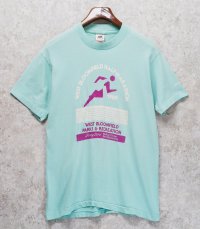 90's【USA製】 ビンテージ【FRUIT OF THE LOOM 】フルーツオブザルーム【ターコイズ】 west bloomfield half marathon 【 Tシャツ】【サイズL】 