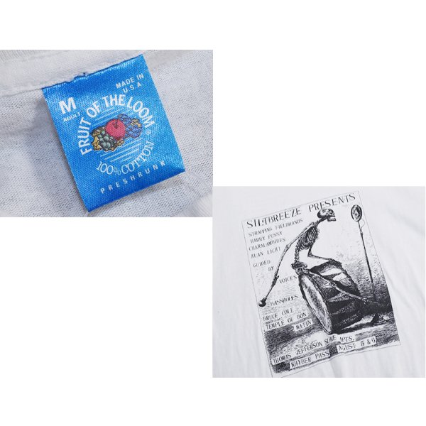 画像4: 90's~【USA製】 ビンテージ【FRUIT OF THE LOOM 】フルーツオブザルーム【siltbreeze presents】骸骨【白】【 Tシャツ】【サイズM】 