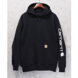 ビンテージ【carhartt】【カーハート】【RELAXED FIT】黒 袖プリント【パーカー】【サイズM】 